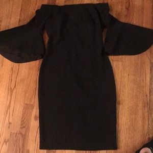Black off shoulder short bell sleeve